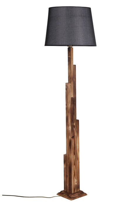 Opviq Lámpara de Pie de Madera con Pantalla de Tela Marrón y Negro Opviq Lámpara de Pie de Madera con Pantalla de Tela Marrón y Negro